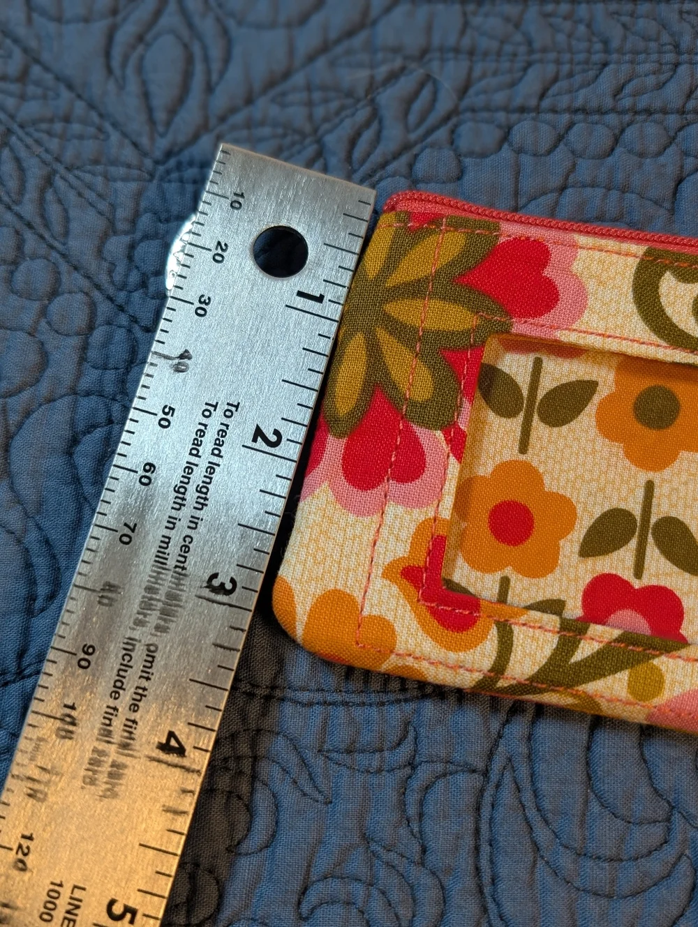 Vera Bradley Floral ID Holder Keychain Wallet Zip Coin Pouch Card Case Compact - Picture 7 of 7